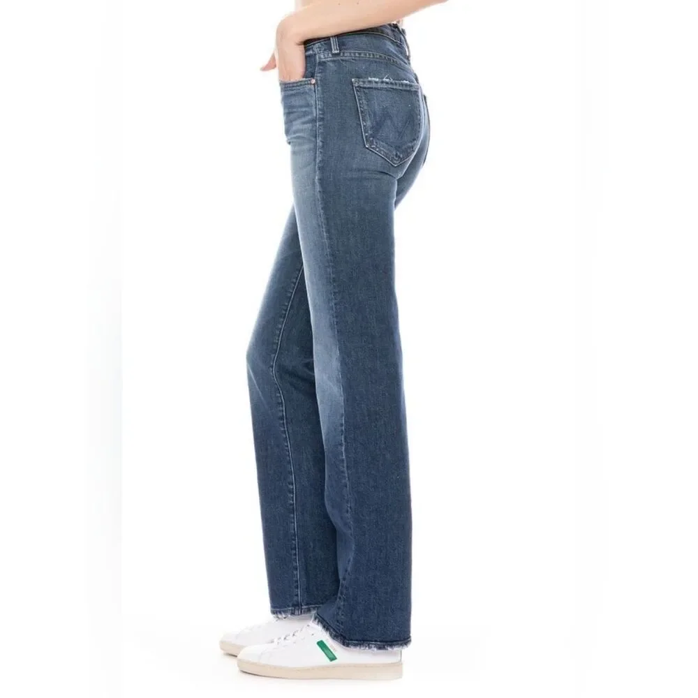 MOTHER high-rise, straight leg kick it jean in Tell it to the Pope Size 28